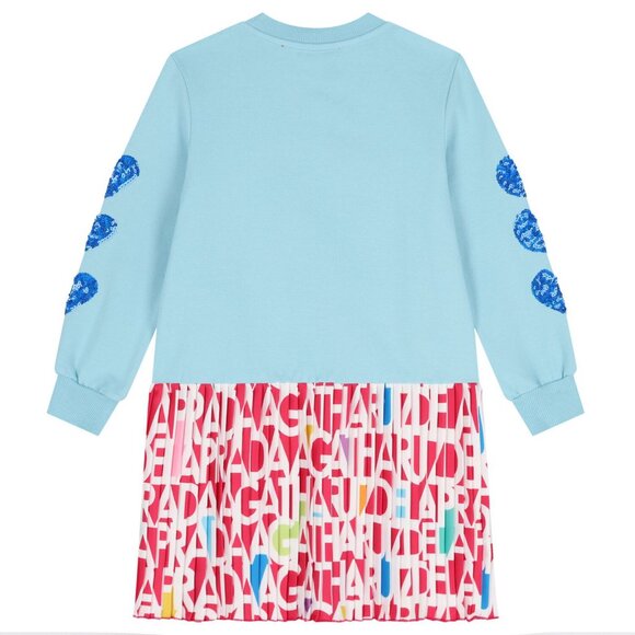 Agatha Ruiz De La Prada Girls Blue Logo Pleated Dress - Picture 3 of 3